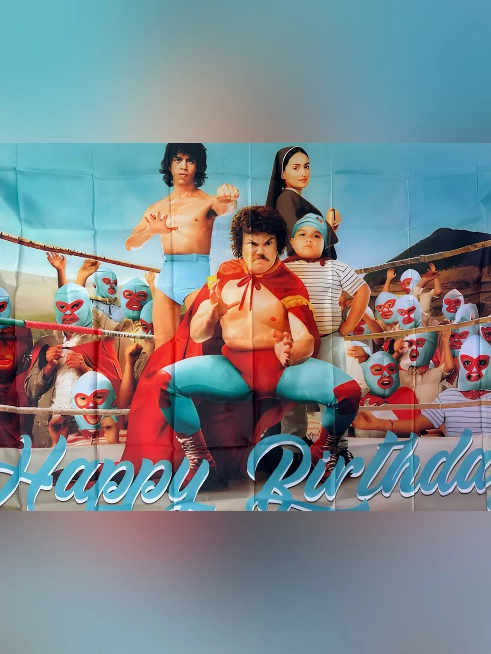 Nacho Libre Happy Birthday Backdrop Banner 5x3Ft.